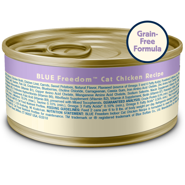Blue Buffalo Freedom Grain Free Adult Pate Wet Cat Food - Indoor Chicken