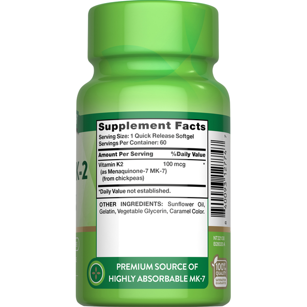 Nature's Truth MK-7 Softgels 100 mcg Vitamin K-2
