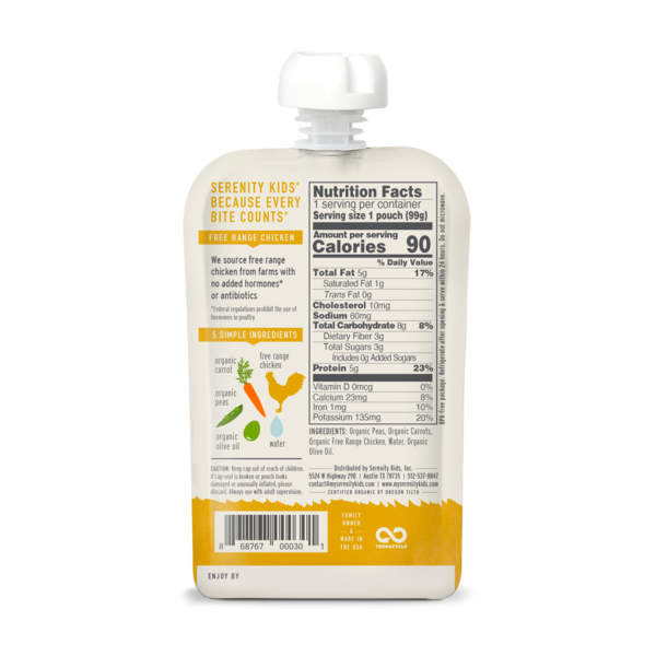 Serenity Kids Poulet de Plein Air avec Pois et Carottes Biologiques