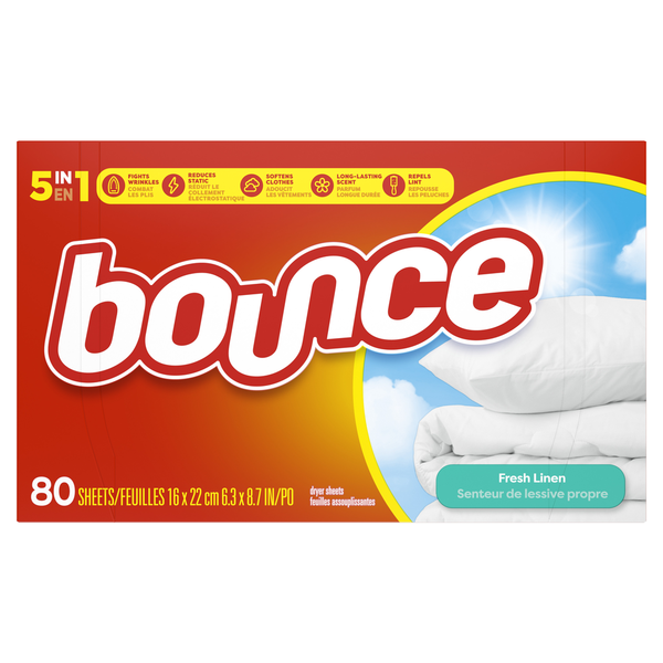 Feuilles de séchage assouplissantes Bounce, Lin frais