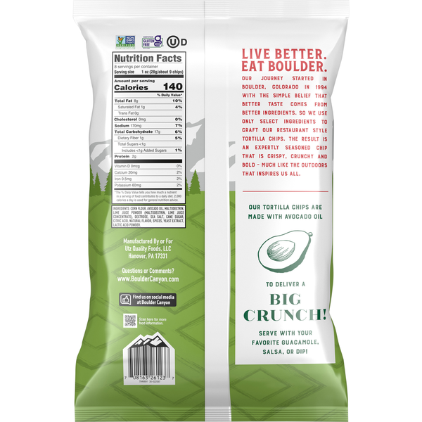 Boulder Canyon Tortilla Chips de Lima y Sal Marina