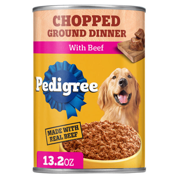 Comida Húmeda para Perros Adultos Pedigree Chopped Ground Dinner con Carne de Res - 12 Latas