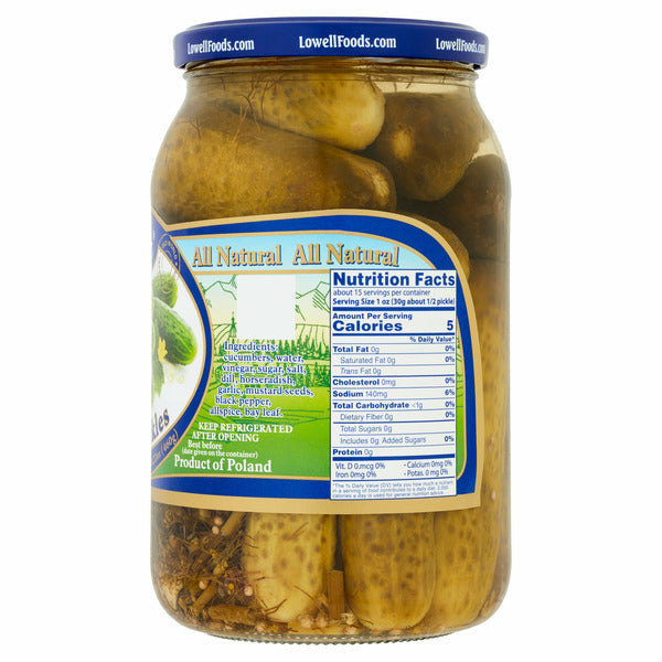 Cornichons à l'aneth classique de Lowell Foods
