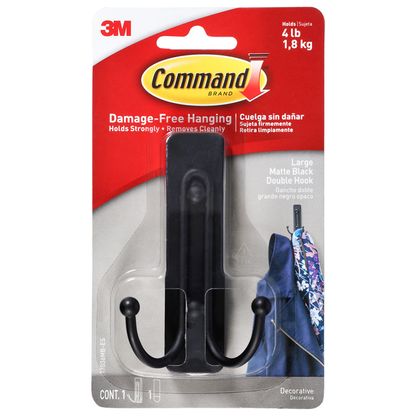 Gancho Doble Grande Command Negro Mate