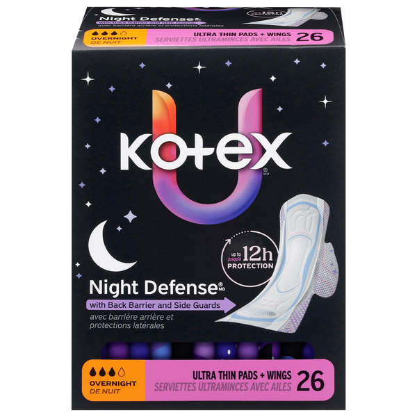 U by Kotex Ultra Thin Overnight Pads with Wings