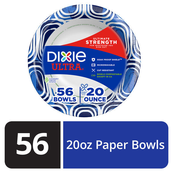 DIXIE Bols en papier jetables de 20 oz - Polyvalents et pratiques