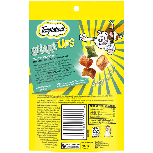TEMPTATIONS Shakeups Crunchy and Soft Cat Treats - Clucky Carnival Flavor