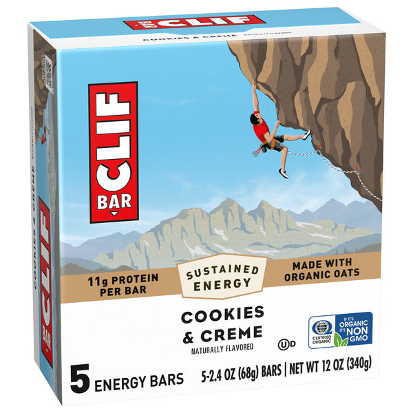 CLIF BAR Barras de Proteína Energéticas, Galletas y Crema, No OGM