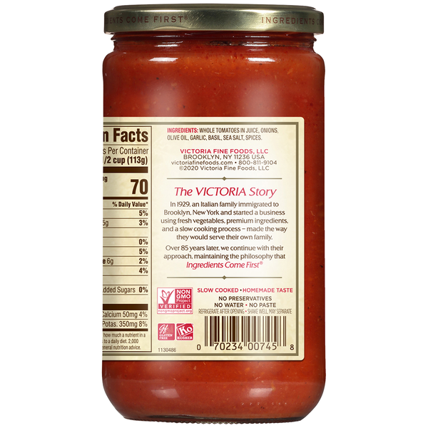 Sauce Marinara à Faible Teneur en Sodium Victoria