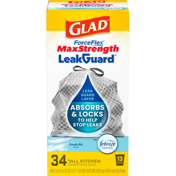 Sacs à ordures Glad ForceFlex MaxStrength LeakGuard, 13 gallons