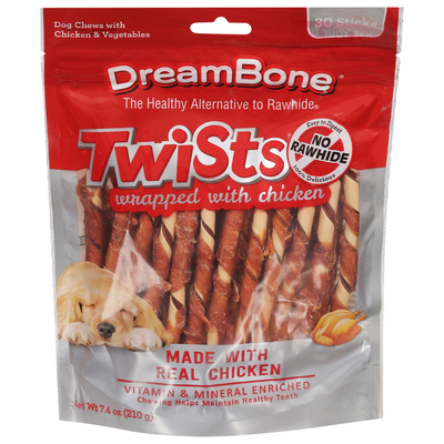 DreamBone Dog Chews with Chicken & Vegetable Twists