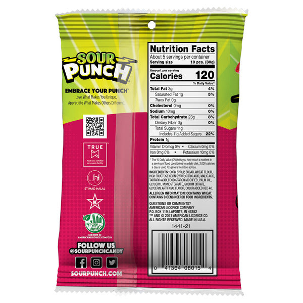 Sour Punch Strawberry Chewy Candy