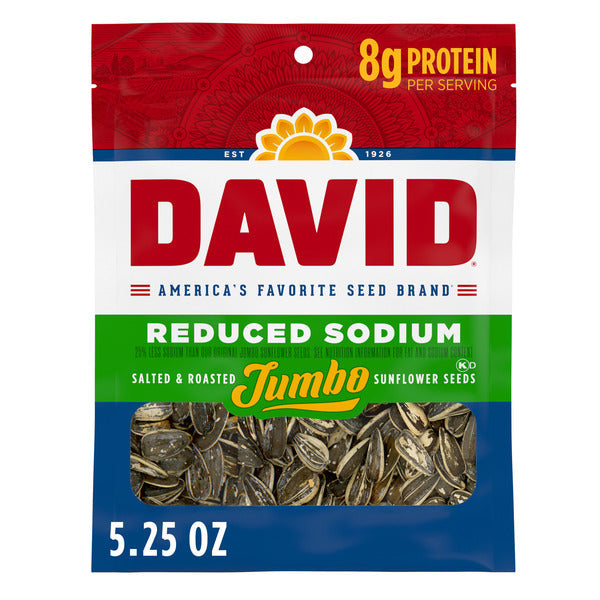 Semillas de Girasol Jumbo con Bajo Contenido de Sodio DAVID - Snack Amigable con Keto