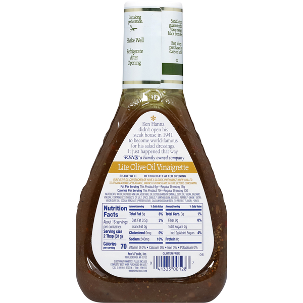 Vinaigrette légère à l'huile d'olive de Ken's Steak House