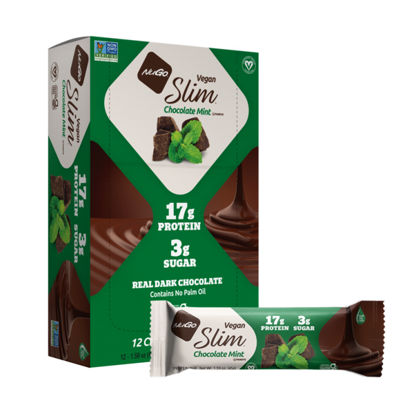 Barra de Proteína NuGo Slim Sabor Chocolate Menta - Vegana y Sin Gluten