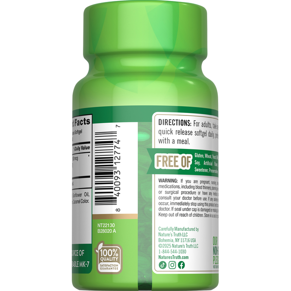Nature's Truth MK-7 Softgels 100 mcg Vitamin K-2