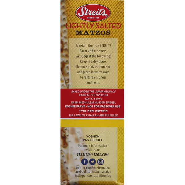 Matzos de Streit's, ligeramente salados