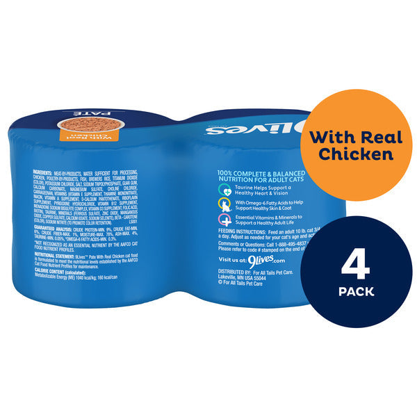 Comida Húmeda para Gatos 9Lives Paté con Pollo Real, Latas de 5.5 oz (paquete de 4)