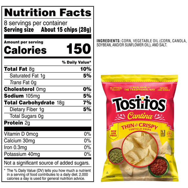 Chips tortilla Tostitos Cantina fins et croustillants