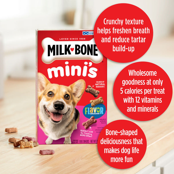 Biscuits Mini pour Chiens Milk-Bone Flavor Snacks - Friandises Croquantes