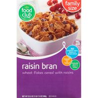 Food Club Raisin Bran Cereal, Family Size