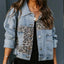 Chaqueta de mezclilla con estampado de leopardo a la moda para mujeres