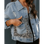 Chaqueta de mezclilla con estampado de leopardo a la moda para mujeres