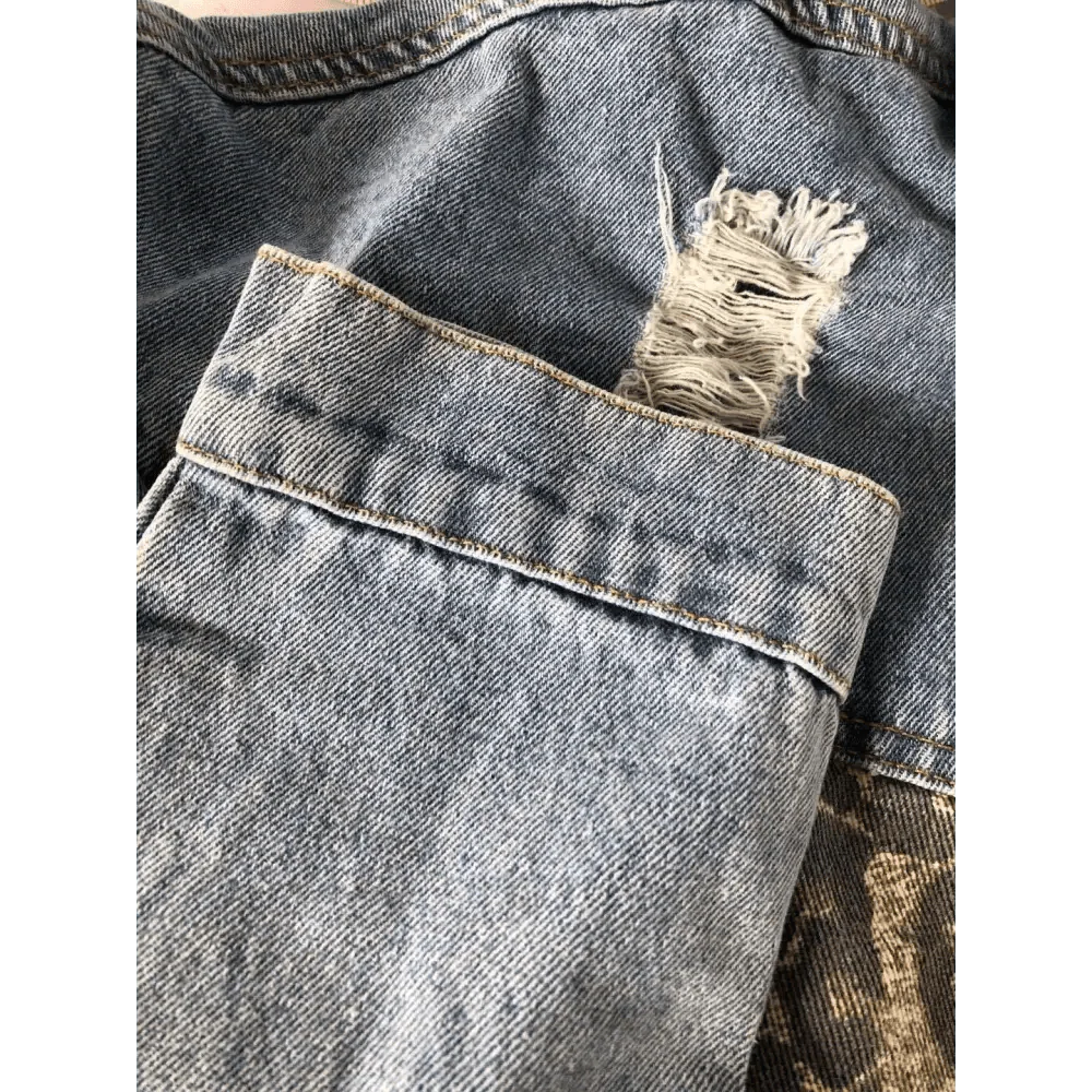Chaqueta de mezclilla con estampado de leopardo a la moda para mujeres
