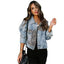 Chaqueta de mezclilla con estampado de leopardo a la moda para mujeres