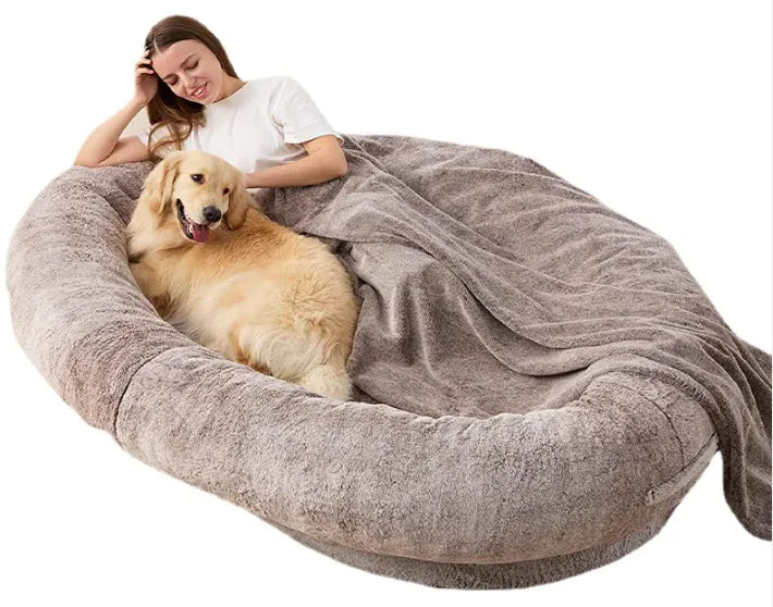 Large Plush Bolster Dog Bed for Ultimate Comfort