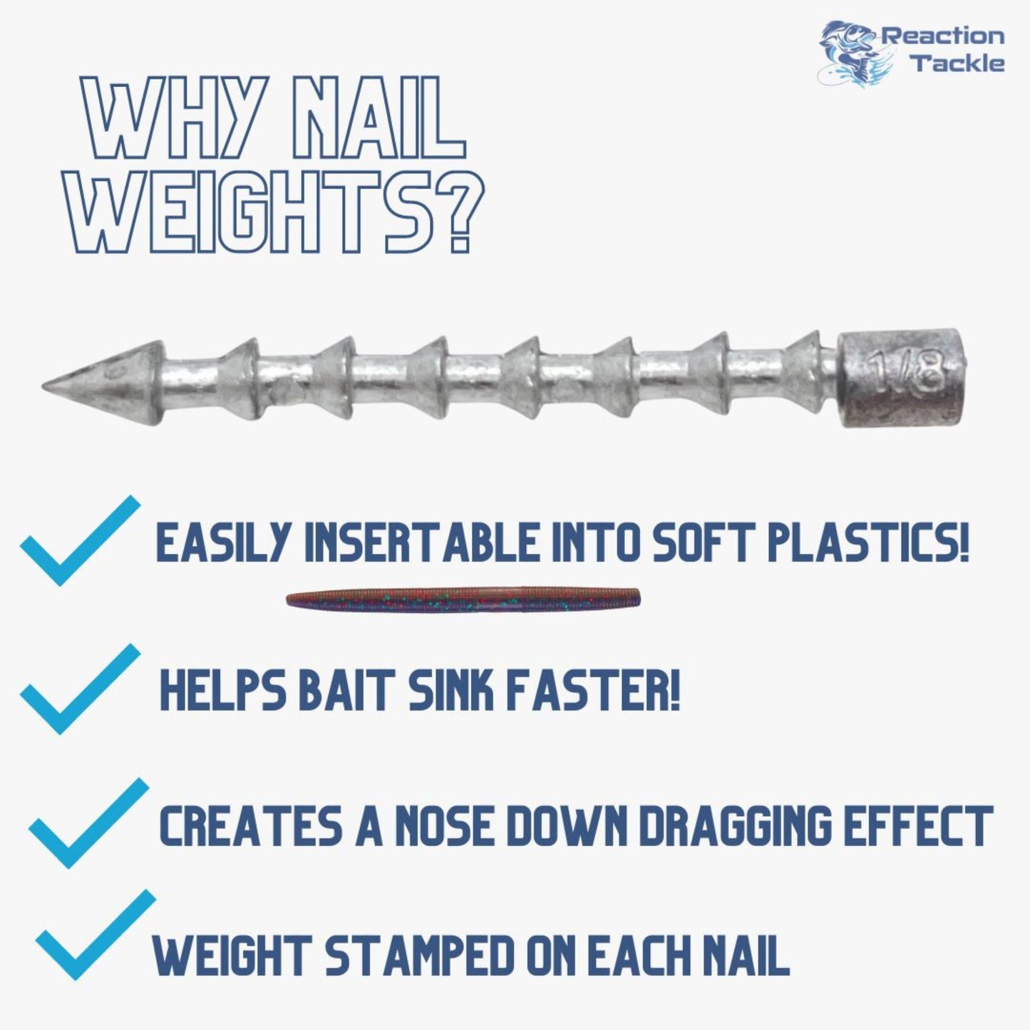 Pesos de clavos de plomo/plomadas de inserción Reaction Tackle