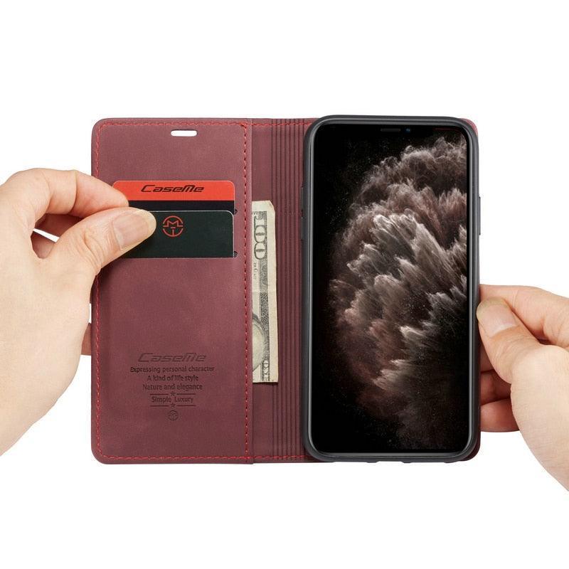 Luxury Leather Flip Case for iPhone 14/13/12/11 Series