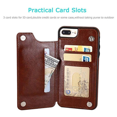 Premium Leather Retro Card Holder Flip Cover for iPhone