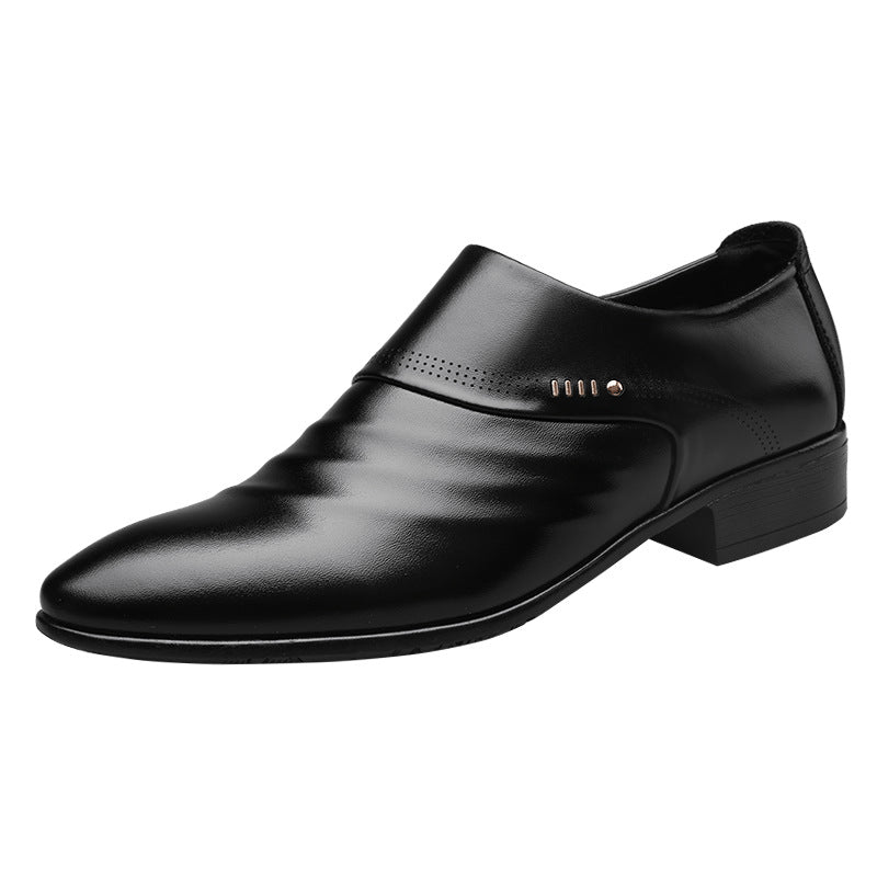 Leather shoe covers, casual pointed single shoes, men's mesh hole shoes - Korvel