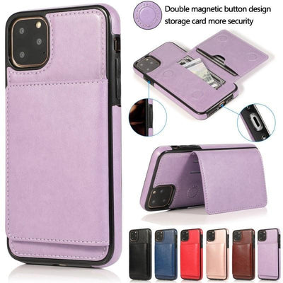 Premium Leather Wallet Case for iPhone 11 Pro Max, XS Max, XR, X, 8, 7, 6S, 6Plus, 5, 5S - Shockproof with Card Holder - Korvel