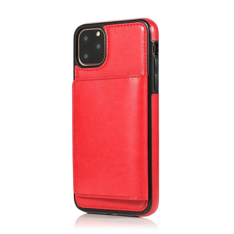 Premium Leather Wallet Case for iPhone 11 Pro Max, XS Max, XR, X, 8, 7, 6S, 6Plus, 5, 5S - Shockproof with Card Holder - Korvel