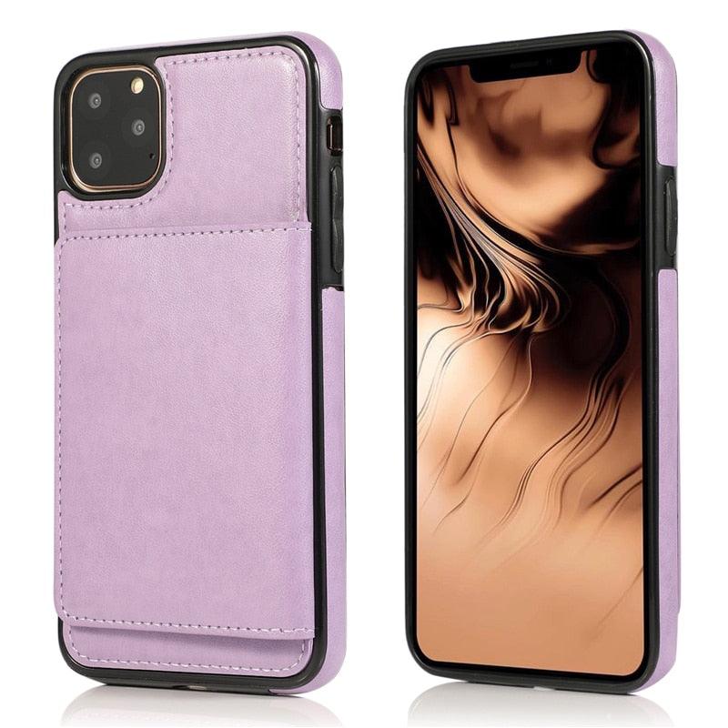 Premium Leather Wallet Case for iPhone 11 Pro Max, XS Max, XR, X, 8, 7, 6S, 6Plus, 5, 5S - Shockproof with Card Holder - Korvel