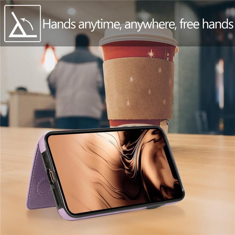 Premium Leather Wallet Case for iPhone 11 Pro Max, XS Max, XR, X, 8, 7, 6S, 6Plus, 5, 5S - Shockproof with Card Holder - Korvel