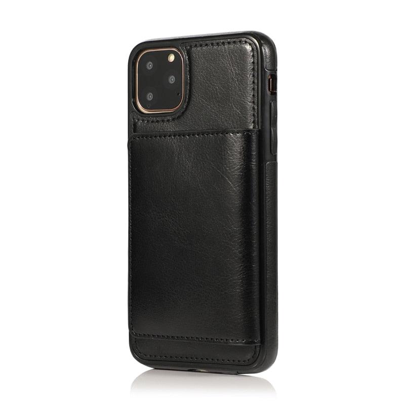 Premium Leather Wallet Case for iPhone 11 Pro Max, XS Max, XR, X, 8, 7, 6S, 6Plus, 5, 5S - Shockproof with Card Holder - Korvel