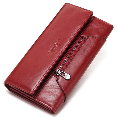 Leather Women's Wallet Long Leather Clutch Multi Card Coin Purse RFID Anti-magnetic Mobile Phone Bag - Korvel
