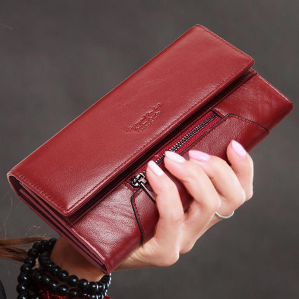 Leather Women's Wallet Long Leather Clutch Multi Card Coin Purse RFID Anti-magnetic Mobile Phone Bag - Korvel