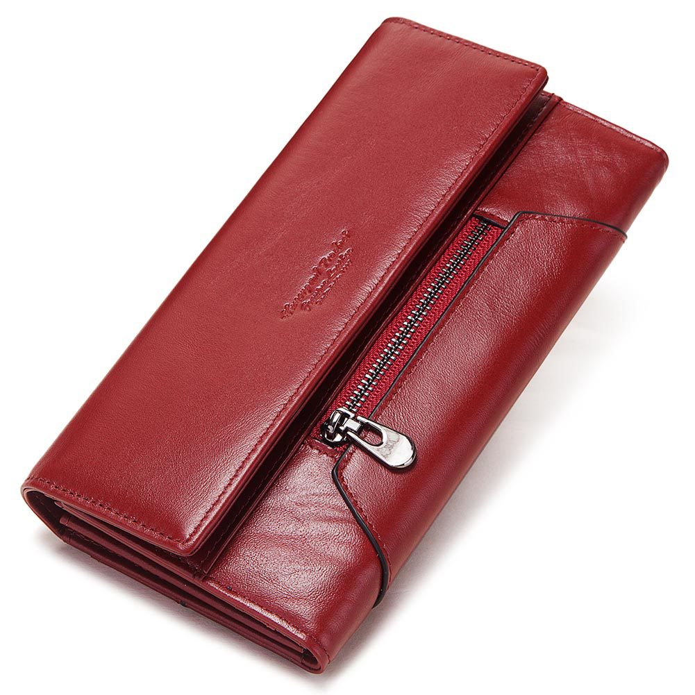Leather Women's Wallet Long Leather Clutch Multi Card Coin Purse RFID Anti-magnetic Mobile Phone Bag - Korvel