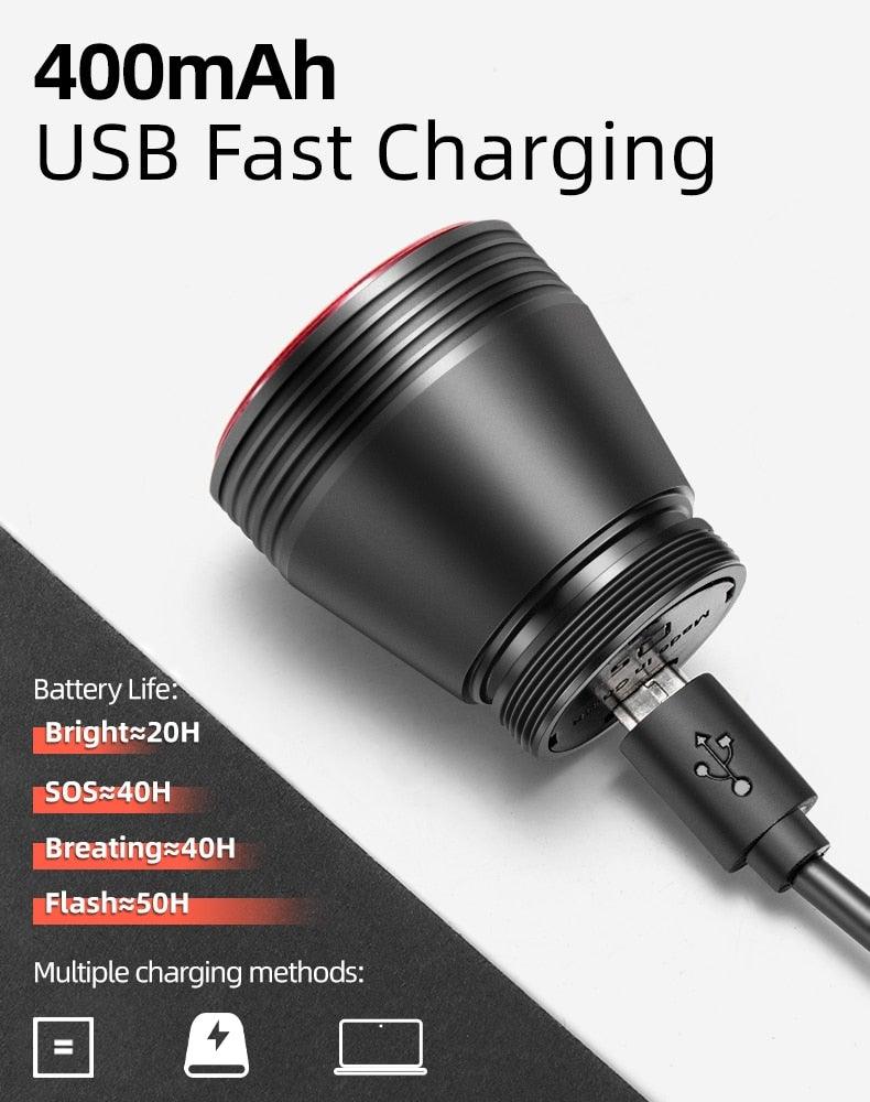 Feu arrière de vélo LED rechargeable USB intelligent avec capteur de frein