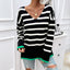 Leisure vacation style contrasting striped long sleeved sweater - Korvel