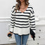 Leisure vacation style contrasting striped long sleeved sweater - Korvel