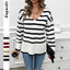 Leisure vacation style contrasting striped long sleeved sweater - Korvel
