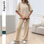 Leisure vacation style simple short sleeved women's straight pants set - Korvel