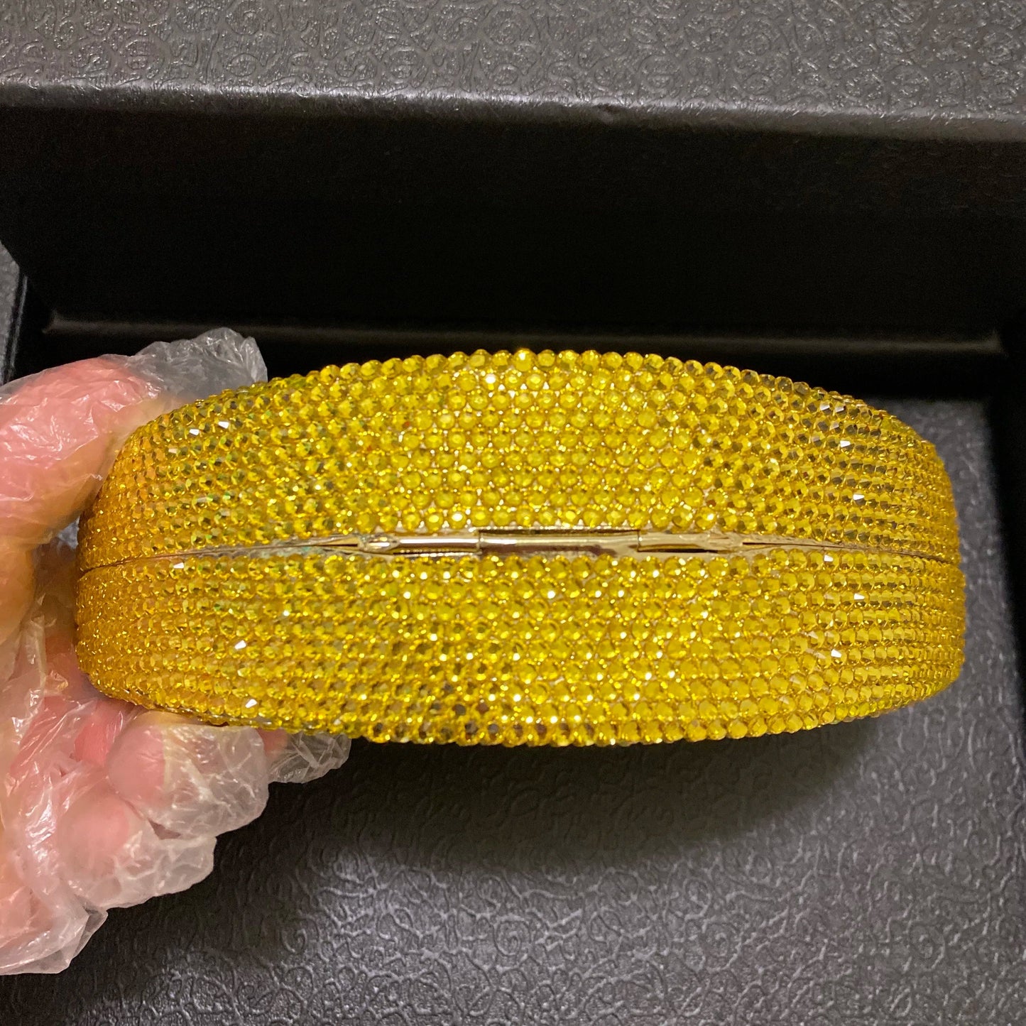 Lemon Shape AB/Gold Rhinestone Small Women Shoulder Bag Luxury Designer Lady Girls Evening Clutches Wedding Party Chain Purse - Korvel
