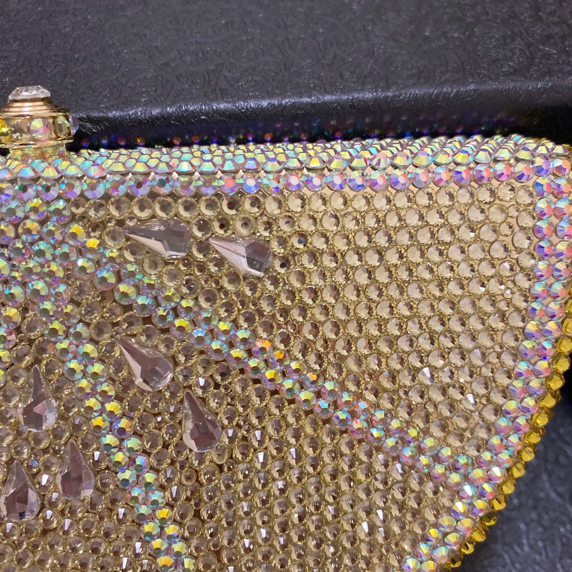 Lemon Shape AB/Gold Rhinestone Small Women Shoulder Bag Luxury Designer Lady Girls Evening Clutches Wedding Party Chain Purse - Korvel