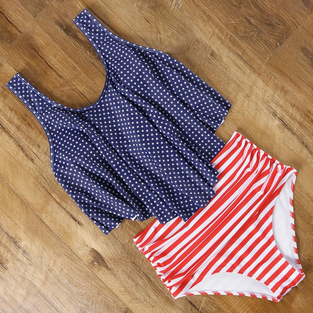 Ensemble de bikini à taille haute à volants Allure Léopard pour femmes